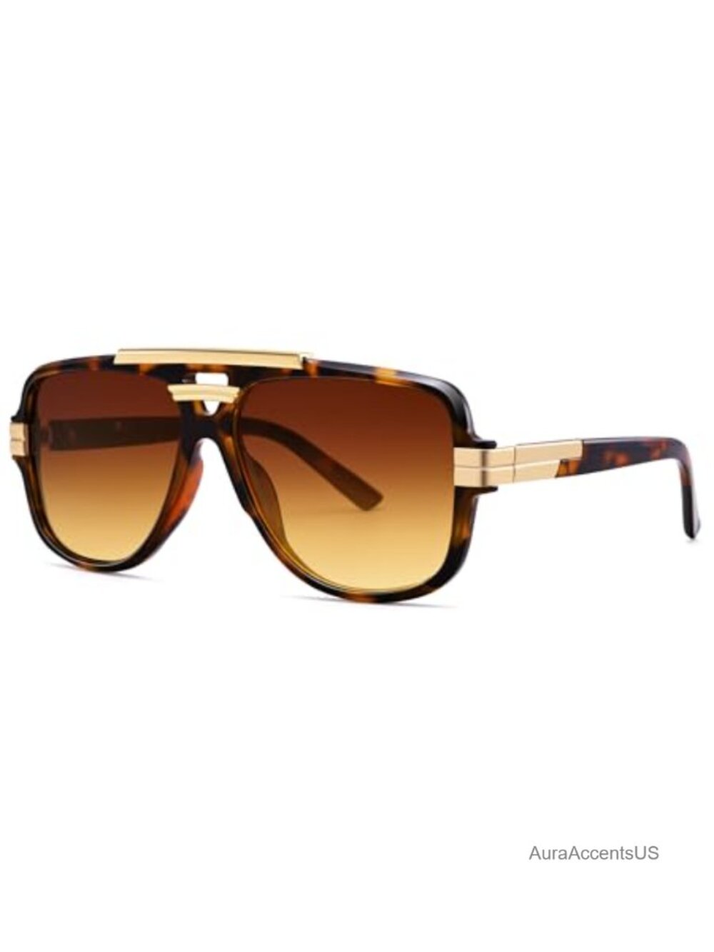 Oversized Square Double Bridge Aviator UV400 Sunglasses Full-Frame